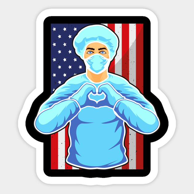 Nurse USA Flag Nursing Hospital Medicine Heart Sticker by Foxxy Merch